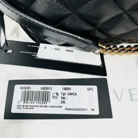 Versace La Medusa Quilted Lambskin Leather Medium Crossbody Camera Bag Black NWT - Picture 5 of 15